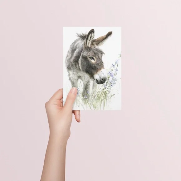 Watercolor Donkey Wall Art Print, Unframed - Charming Farmhouse Decor - Picture 5 of 6